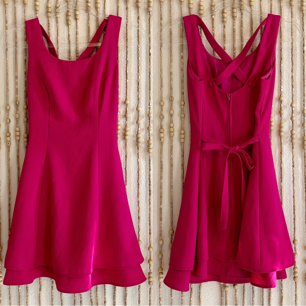 Vintage Rampage Y2K Bright Pink Feminine Fit Flare Tank Goint Out Summer Dress